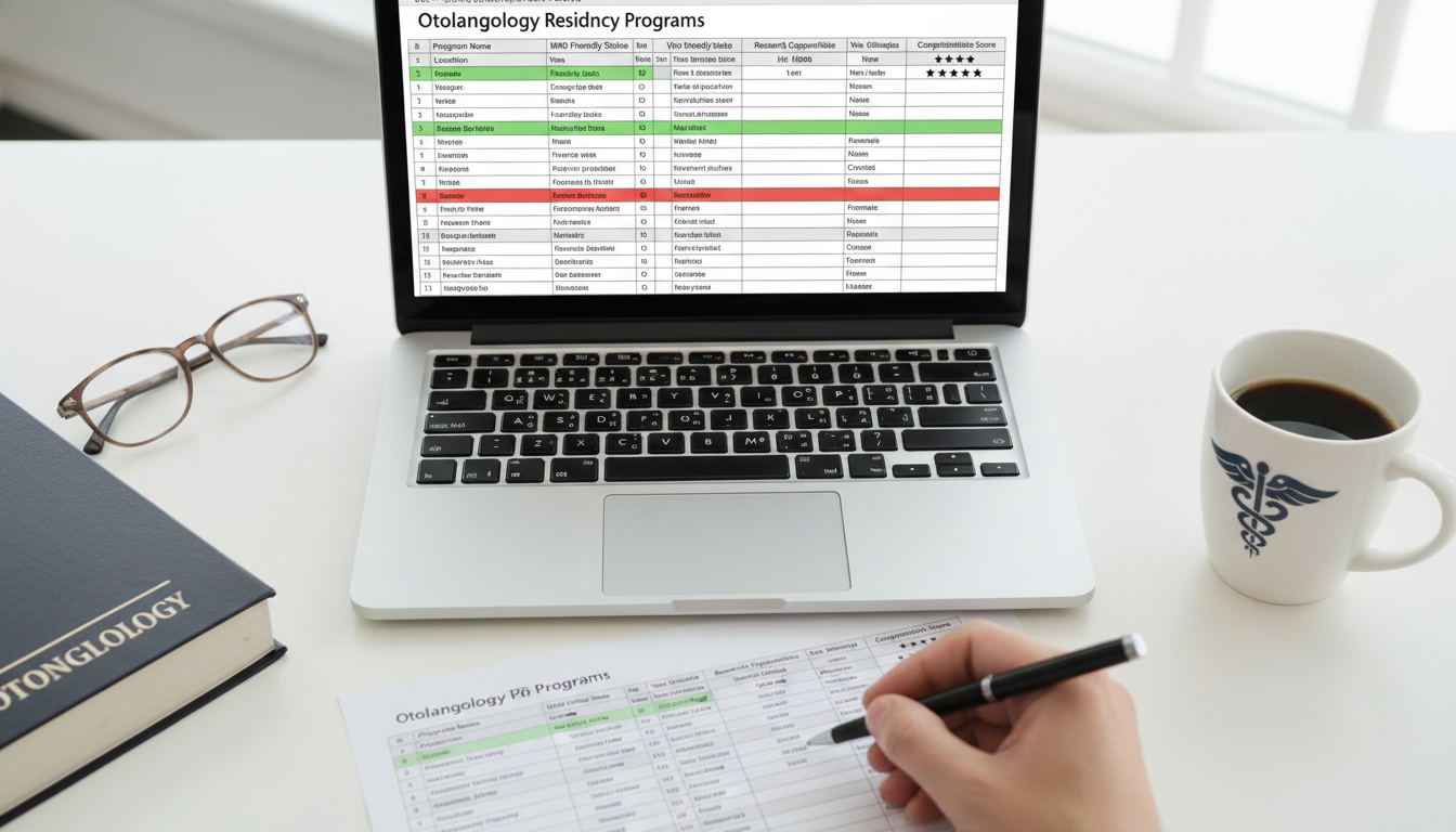 Spreadsheet of ENT residency program selection for IMG - IMG residency guide for Program Selection Strategy for International