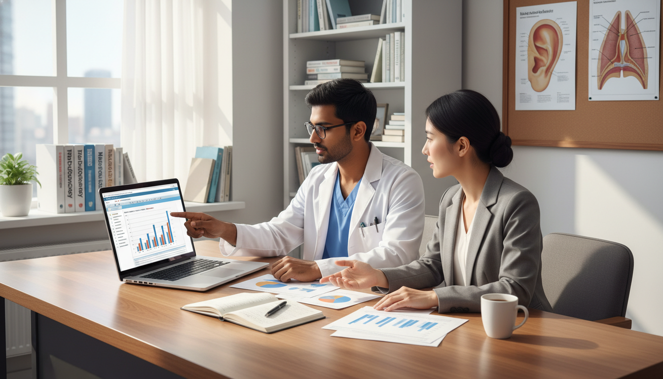 IMG otolaryngology resident in a research and mentorship meeting - IMG residency guide for Questions to Ask Programs for Inte