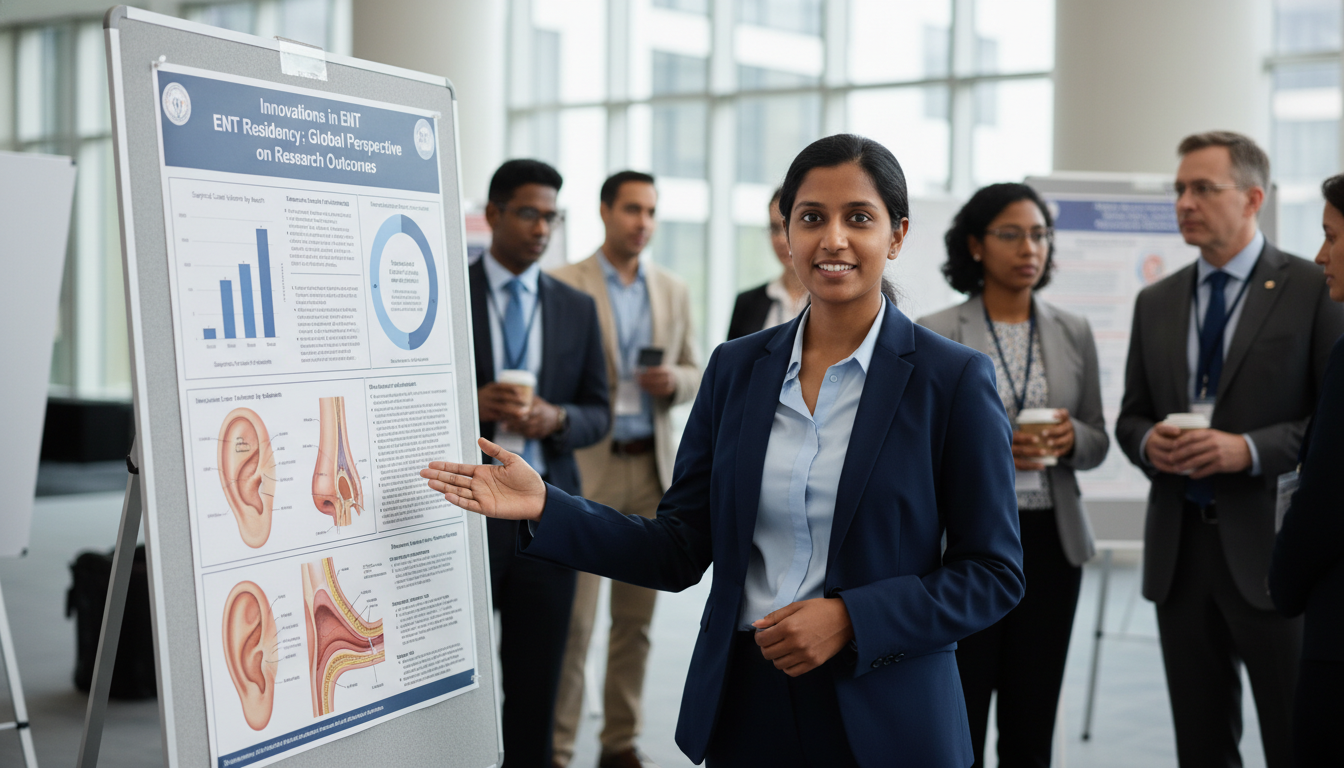 International medical graduate ENT resident presenting research at a conference International medical graduate ENT resident presenting research at a conference - IMG residency guide for Research During Res