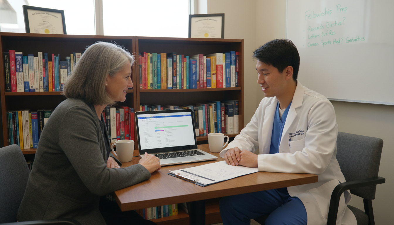 Family medicine resident IMG meeting with faculty mentor to discuss fellowship preparation Family medicine resident IMG meeting with faculty mentor to discuss fellowship preparation - IMG residency guide for Fellowsh