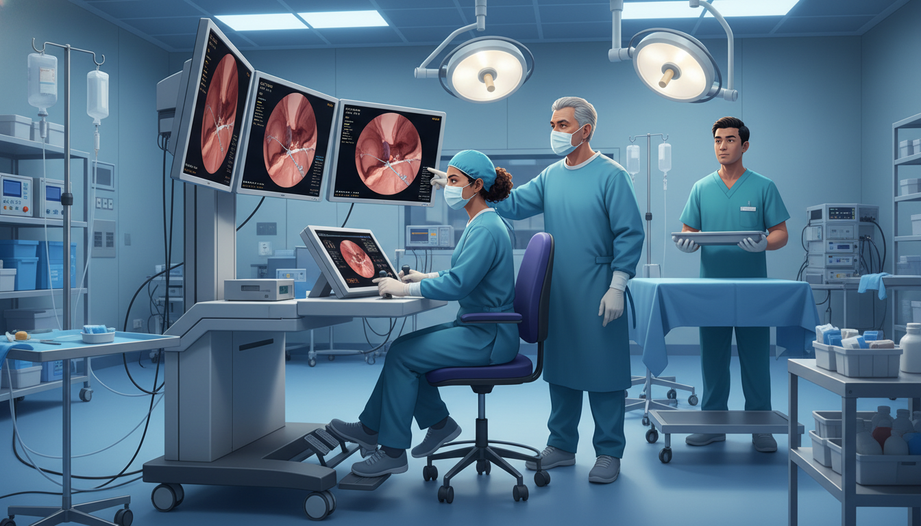 General surgery resident performing laparoscopic procedure under attending supervision - IMG residency guide for Case Volume