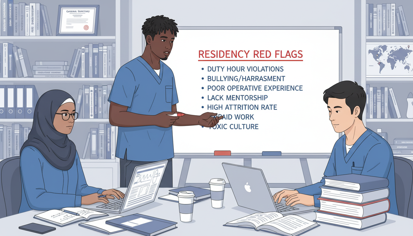 International medical graduates discussing residency red flags International medical graduates discussing residency red flags - IMG residency guide for Identifying Malignant Programs for I