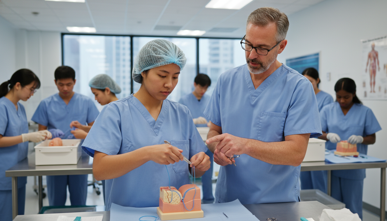 IMG surgeon engaging in a hands-on surgical skills workshop IMG surgeon engaging in a hands-on surgical skills workshop - IMG residency guide for Addressing Red Flags for International