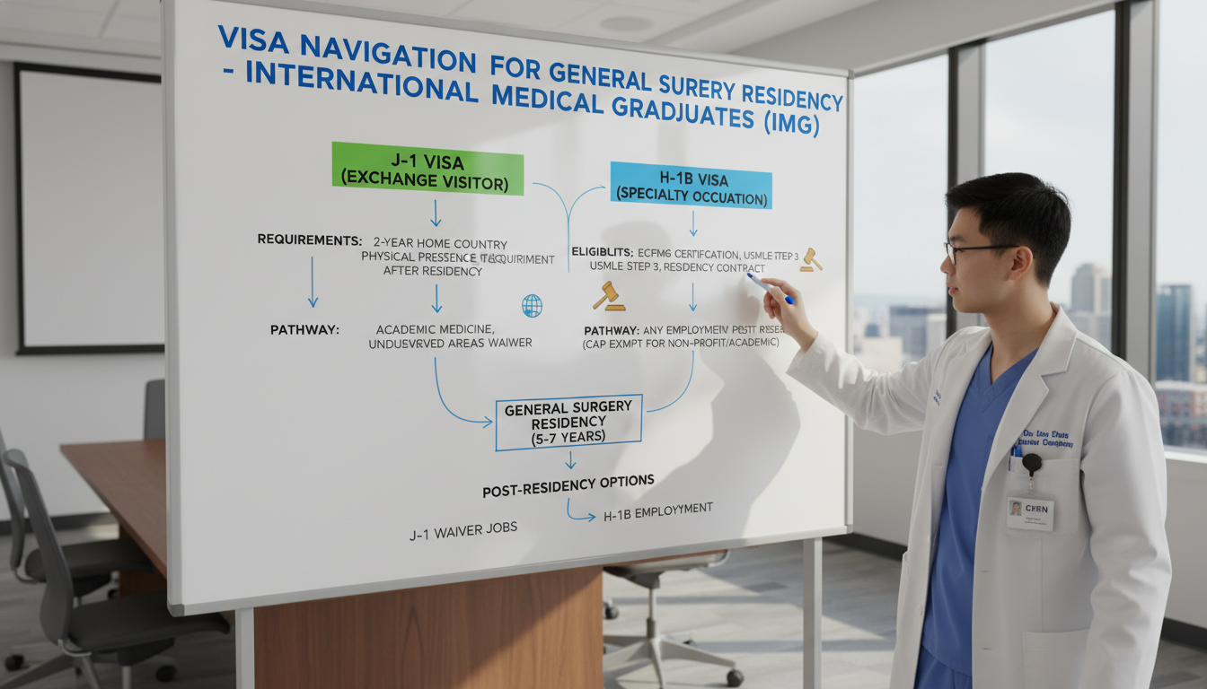 Flowchart of visa options for general surgery IMG residency Flowchart of visa options for general surgery IMG residency - IMG residency guide for Visa Navigation for Residency for Inter