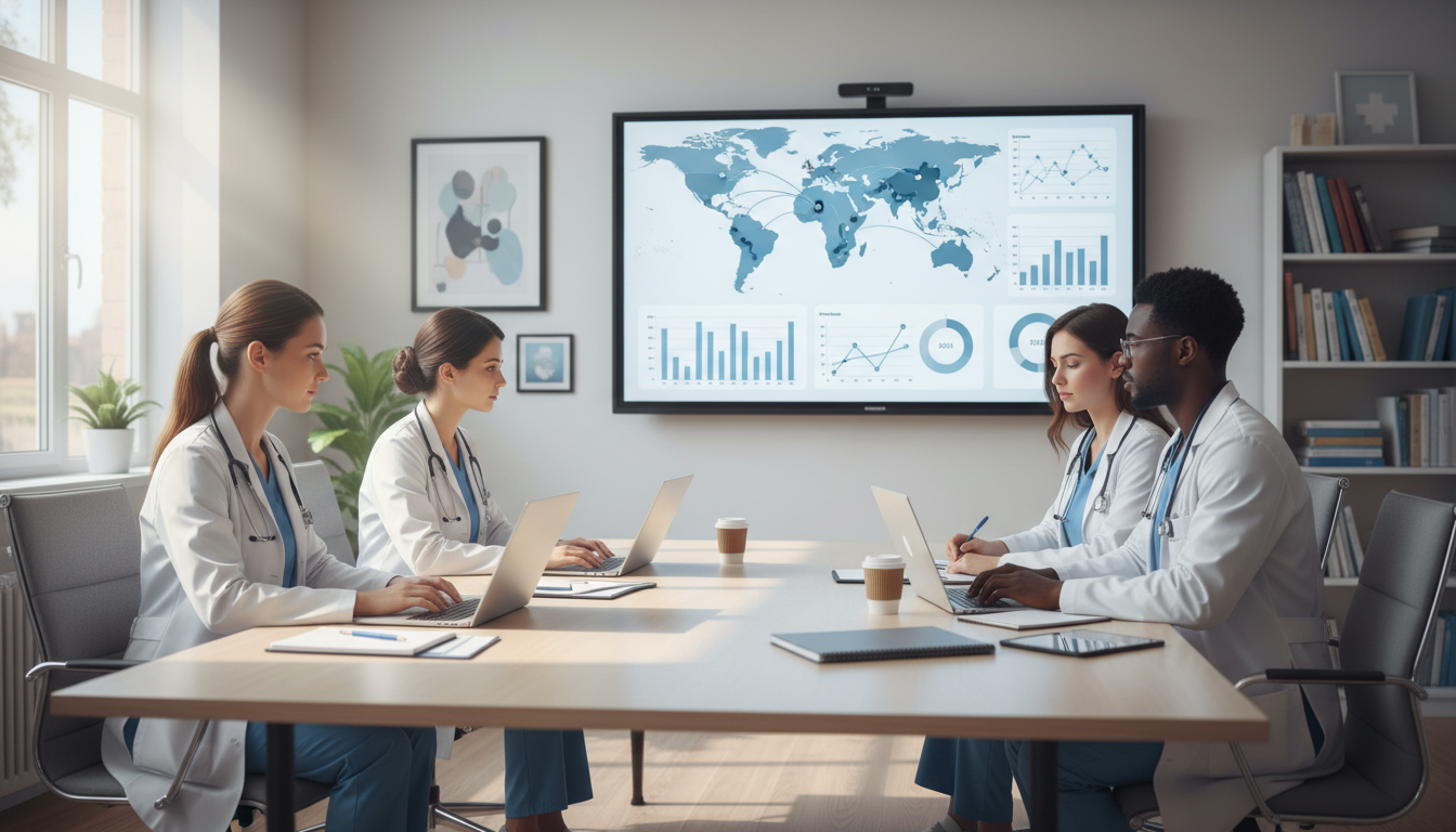 Diverse group of residents participating in a global health seminar - IMG residency guide for Common Interview Questions for