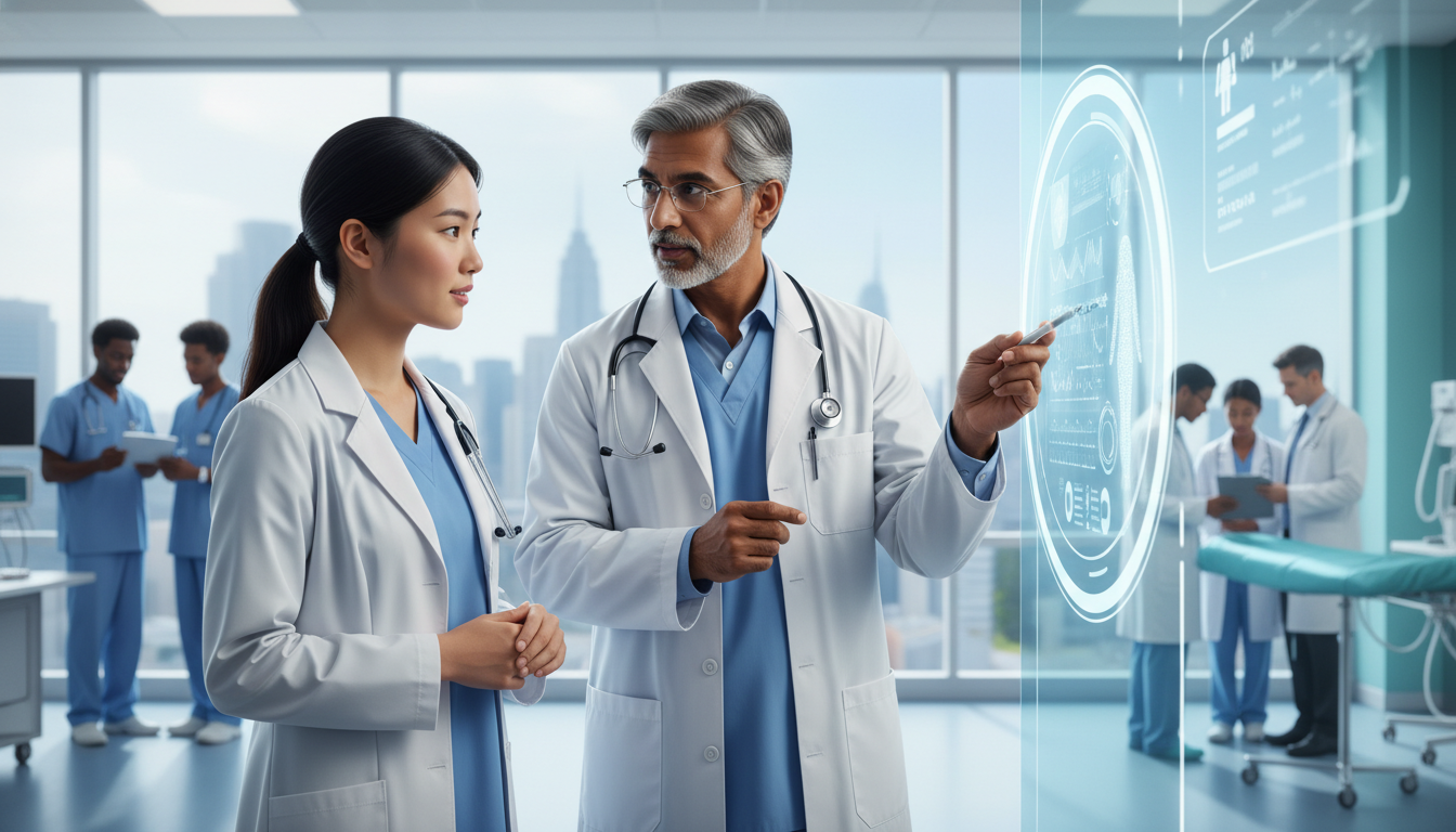 International medical graduate working with a mentor in a hospital setting - IMG residency guide for Networking in Medicine f