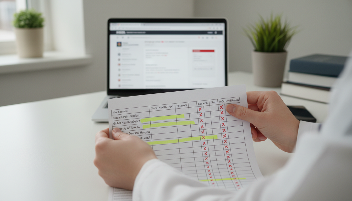 Resident comparing residency programs for global health opportunities - IMG residency guide for Program Selection Strategy fo