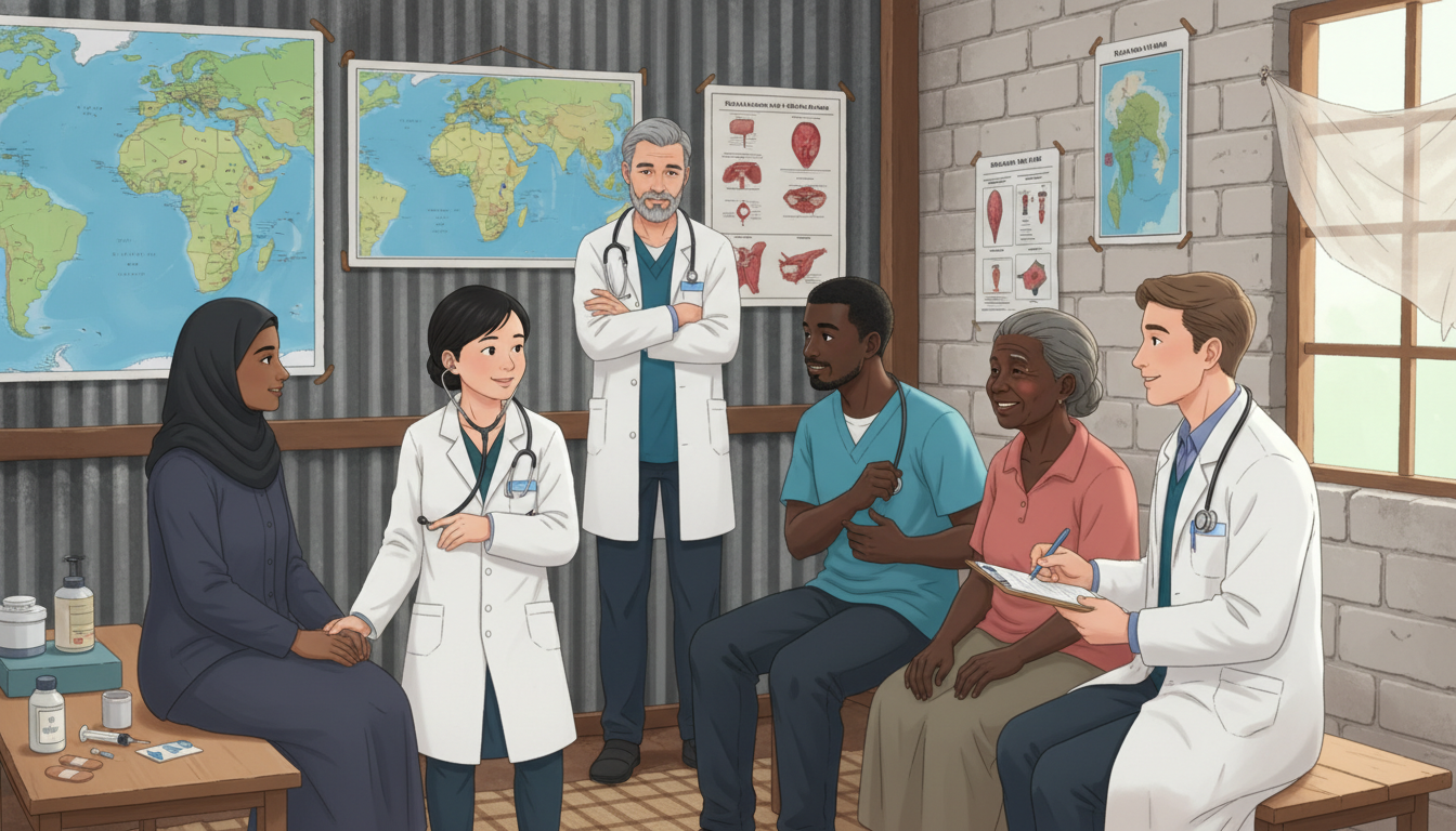 Residents in a global health clinic setting - IMG residency guide for Step Score Strategy for International Medical Graduate