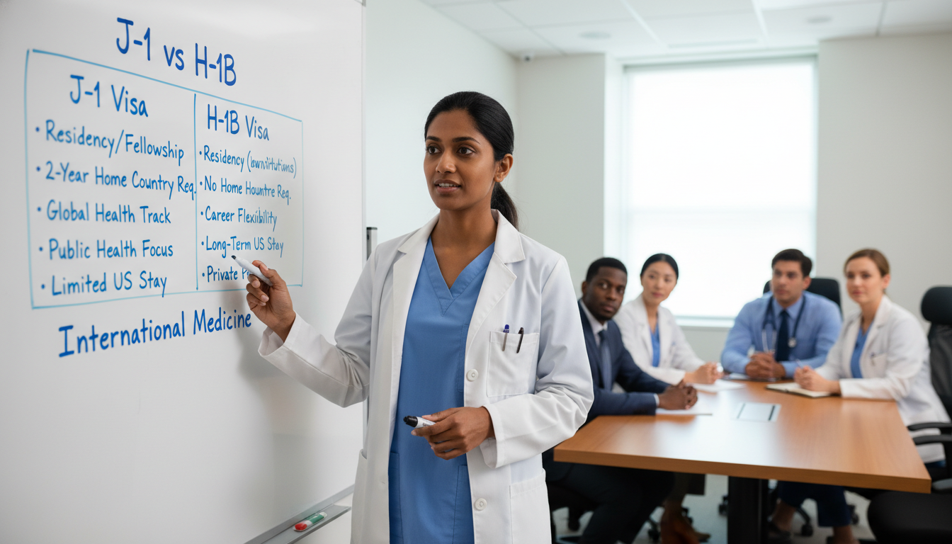 Comparison of J-1 and H-1B residency visa options for international medical graduates Comparison of J-1 and H-1B residency visa options for international medical graduates - IMG residency guide for Visa Navigati