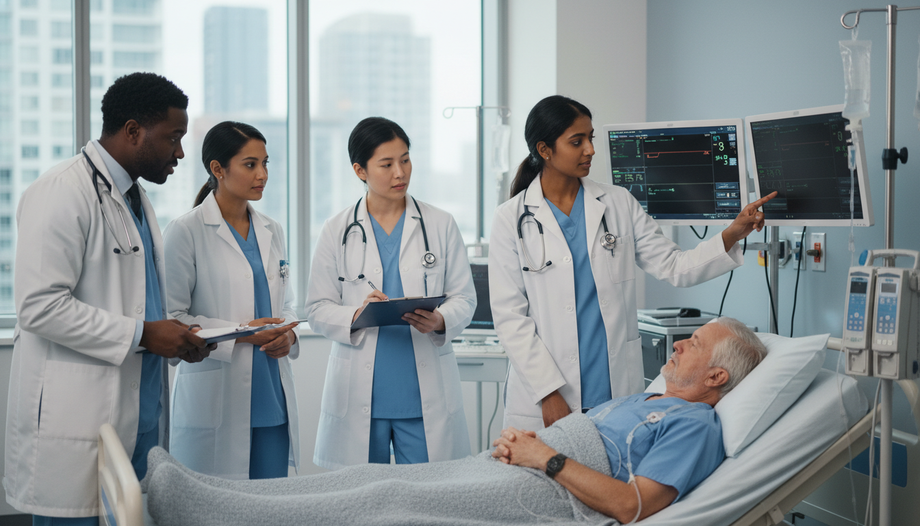 IMG on internal medicine ward interacting with attending physician and residents IMG on internal medicine ward interacting with attending physician and residents - IMG residency guide for Networking in Medi