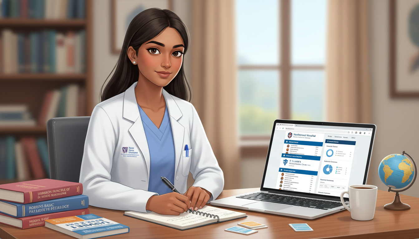 IMG applicant reviewing internal medicine residency websites on laptop IMG applicant reviewing internal medicine residency websites on laptop - IMG residency guide for Resident Turnover Warning Si