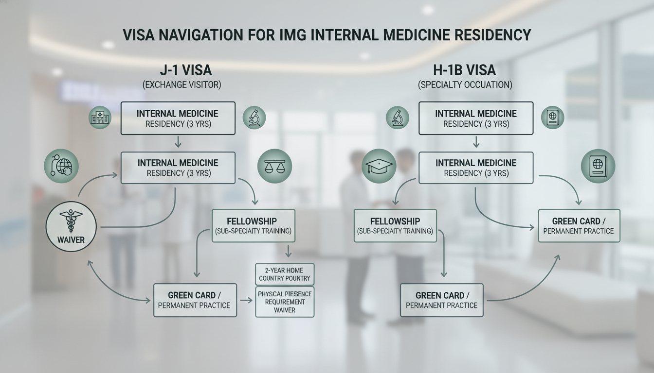 Flowchart of visa options for IMGs entering internal medicine residency Flowchart of visa options for IMGs entering internal medicine residency - IMG residency guide for Visa Navigation for Residen