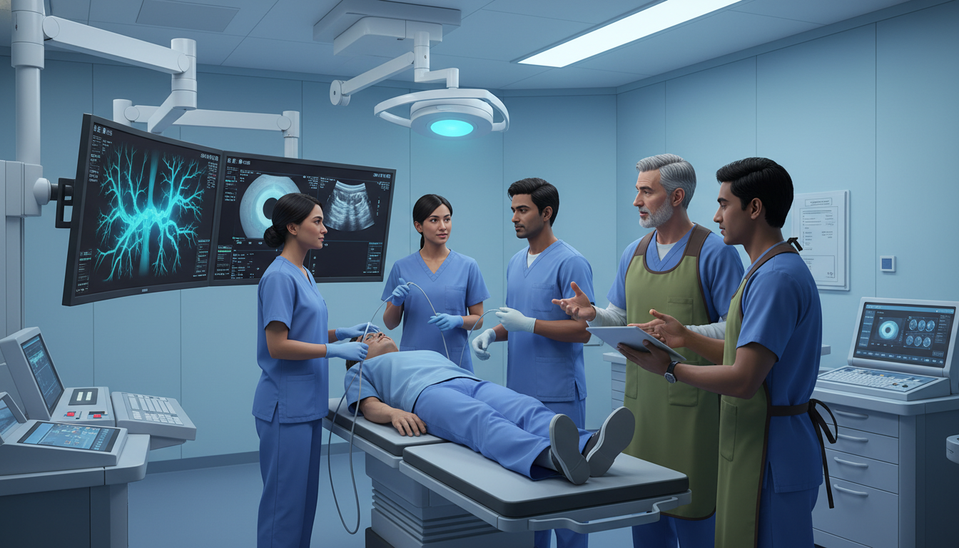 Interventional radiology team working with an international medical graduate on away rotation Interventional radiology team working with an international medical graduate on away rotation - IMG residency guide for Away