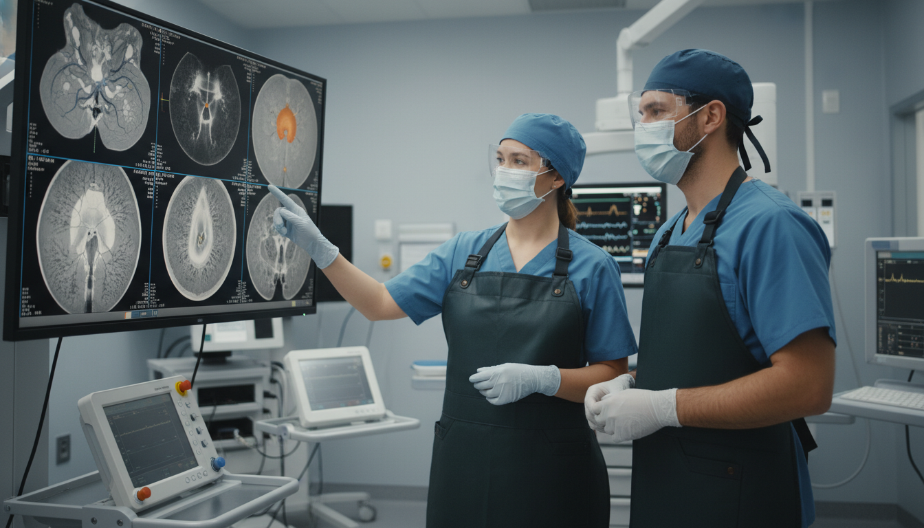 Interventional radiology resident and attending reviewing angiography images Interventional radiology resident and attending reviewing angiography images - IMG residency guide for CV Building for Intern