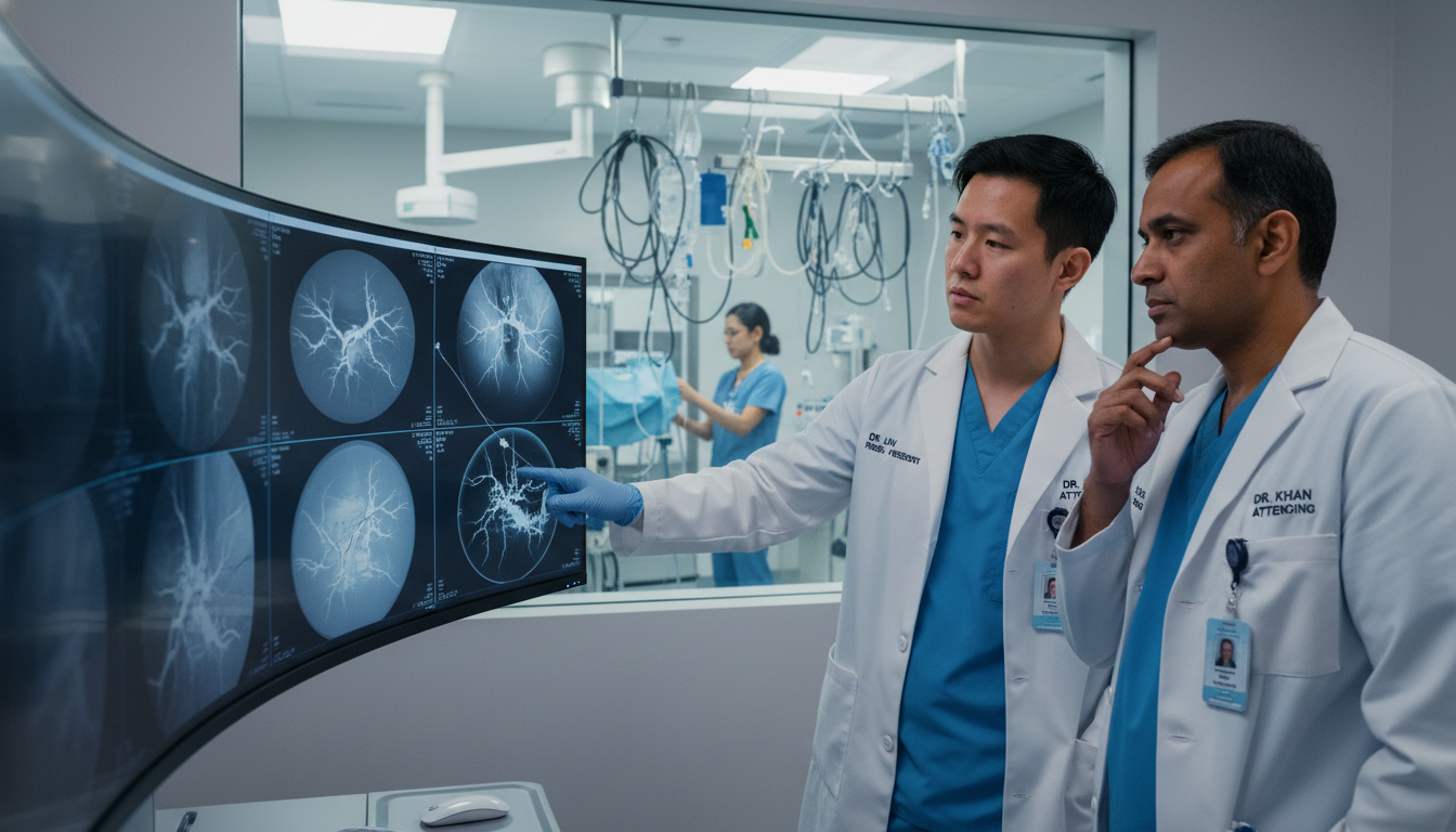 Interventional Radiology Resident Reviewing Imaging with a Mentor Interventional Radiology Resident Reviewing Imaging with a Mentor - IMG residency guide for Common Interview Questions for In