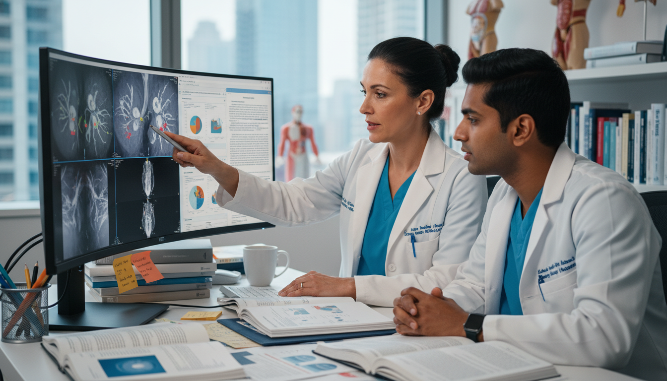 Interventional radiology mentor guiding an international medical graduate in research - IMG residency guide for Networking in