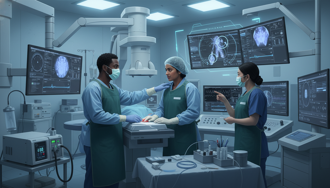 Interventional radiology team performing fluoroscopy-guided procedure Interventional radiology team performing fluoroscopy-guided procedure - IMG residency guide for Addressing Red Flags for Inte