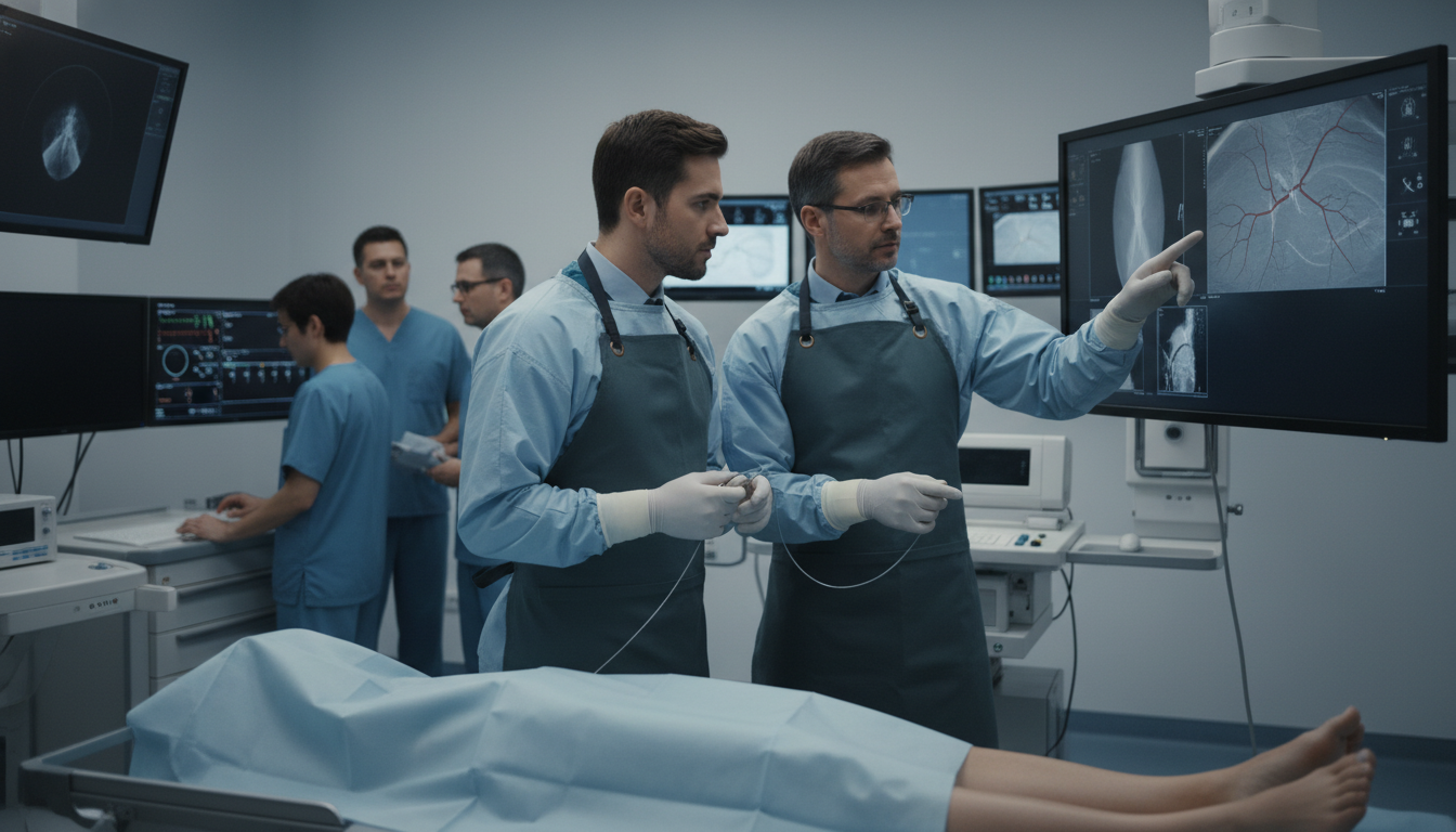 Interventional radiology resident performing procedure under supervision Interventional radiology resident performing procedure under supervision - IMG residency guide for Work-Life Balance Assessme