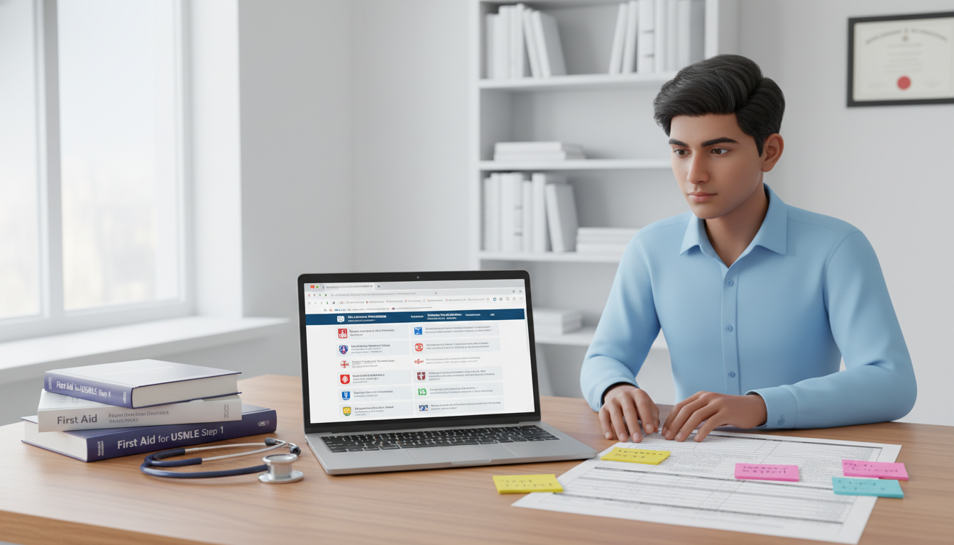 Residency applicant comparing Med-Peds program options on laptop - IMG residency guide for Program Selection Strategy for Int