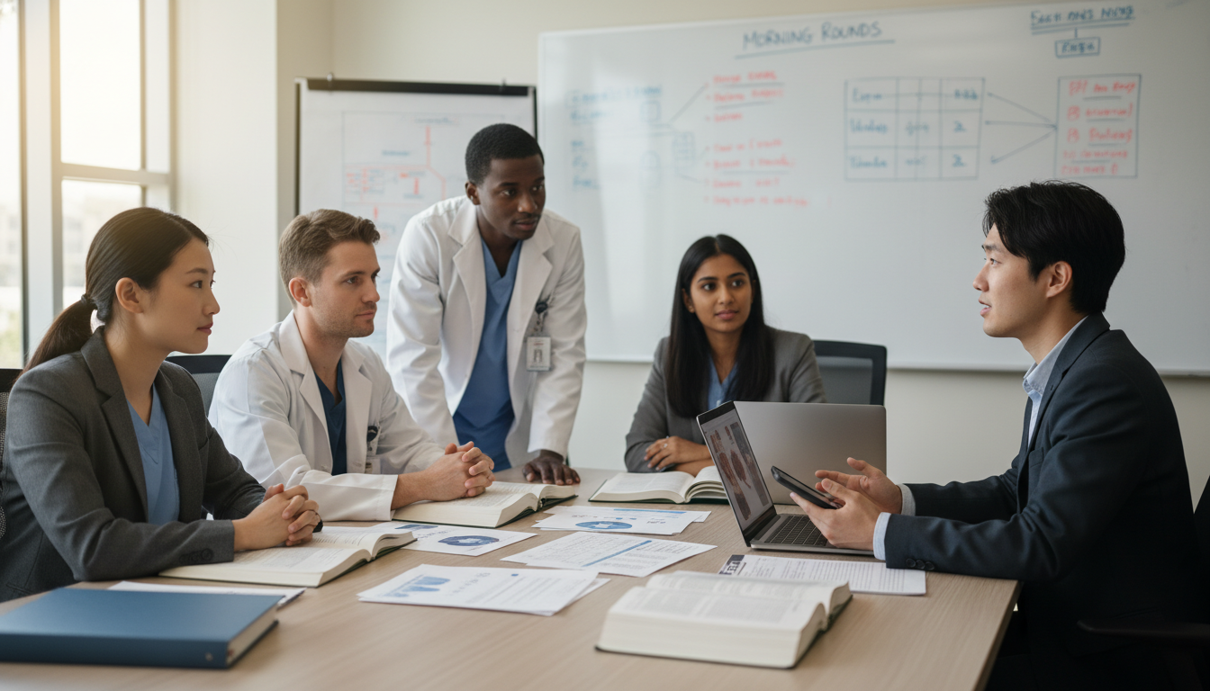Med-Peds residents and an IMG applicant in a teaching conference Med-Peds residents and an IMG applicant in a teaching conference - IMG residency guide for Questions to Ask Programs for Inte