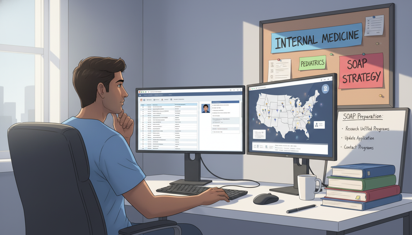IMG reviewing SOAP options for Medicine, Pediatrics, and Med-Peds programs - IMG residency guide for SOAP Preparation for Int