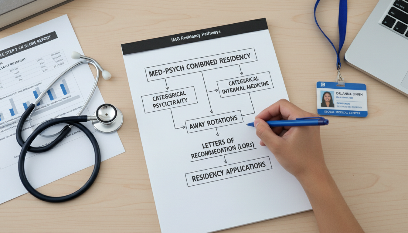 Flowchart of away rotation planning for IMG targeting medicine-psychiatry - IMG residency guide for Away Rotation Strategy fo
