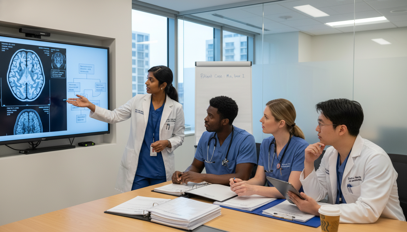 Medicine-psychiatry residents collaborating in a hospital setting Medicine-psychiatry residents collaborating in a hospital setting - IMG residency guide for H-1B Sponsorship Programs for Int