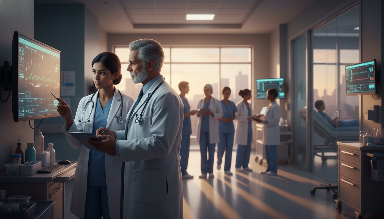 Resident and attending physician discussing clinical performance on a hospital ward - IMG residency guide for Letters of Reco