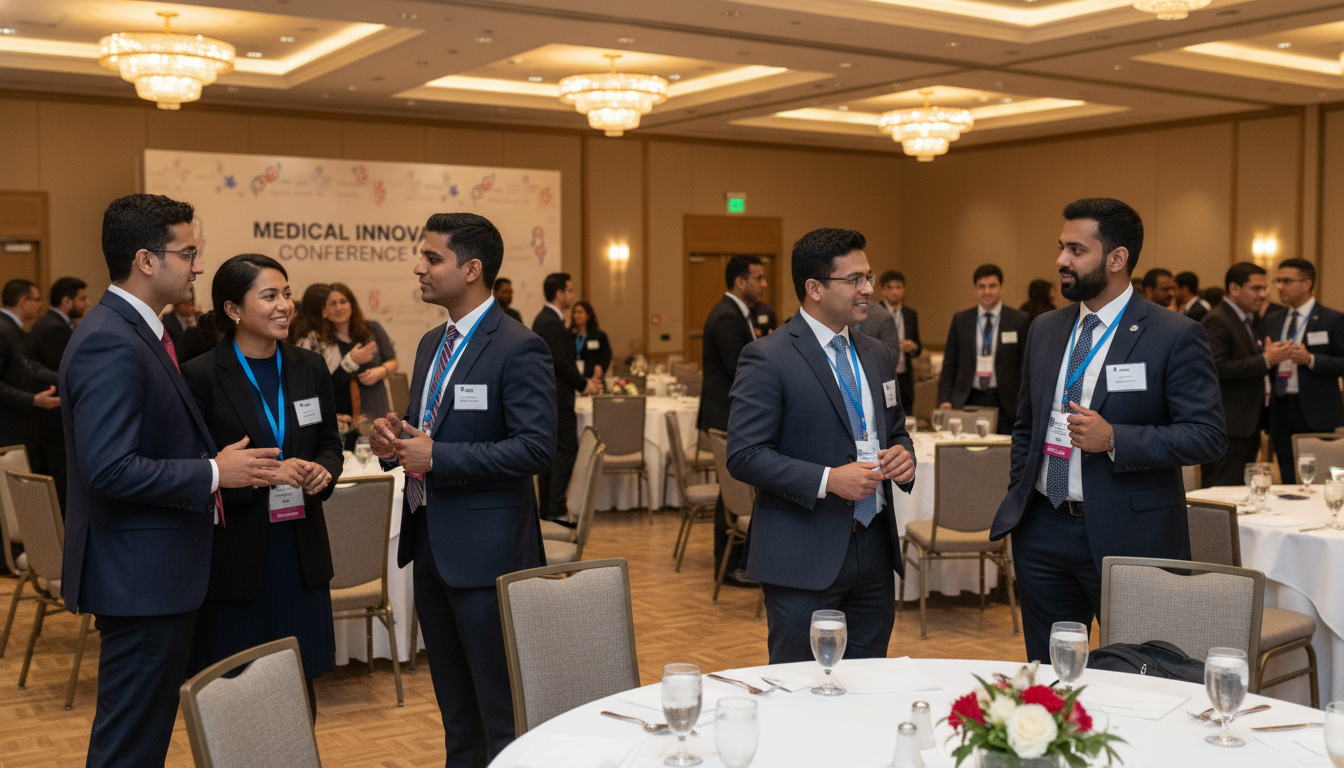 Residents and faculty networking at a professional medical reception - IMG residency guide for Networking in Medicine for Int