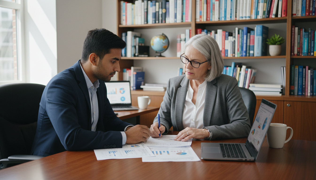 International medical graduate discussing research with mentor - IMG residency guide for Research During Residency for Intern