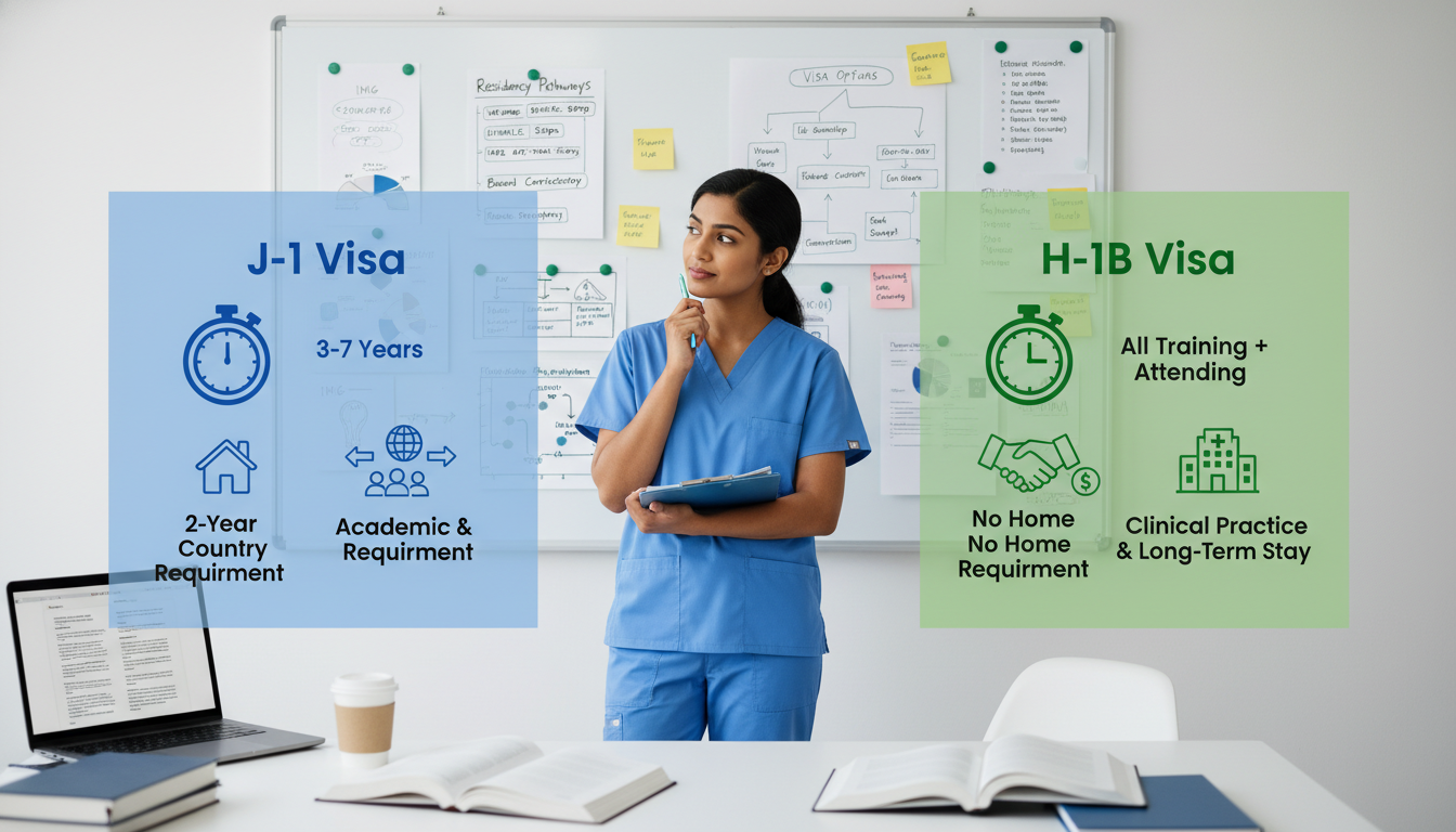 Comparison of J-1 and H-1B visa pathways for medicine-psychiatry residents Comparison of J-1 and H-1B visa pathways for medicine-psychiatry residents - IMG residency guide for Visa Navigation for Resi