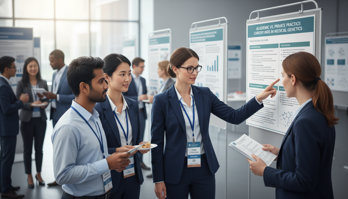 IMG medical geneticist networking and planning career path at a professional conference IMG medical geneticist networking and planning career path at a professional conference - IMG residency guide for Academic vs