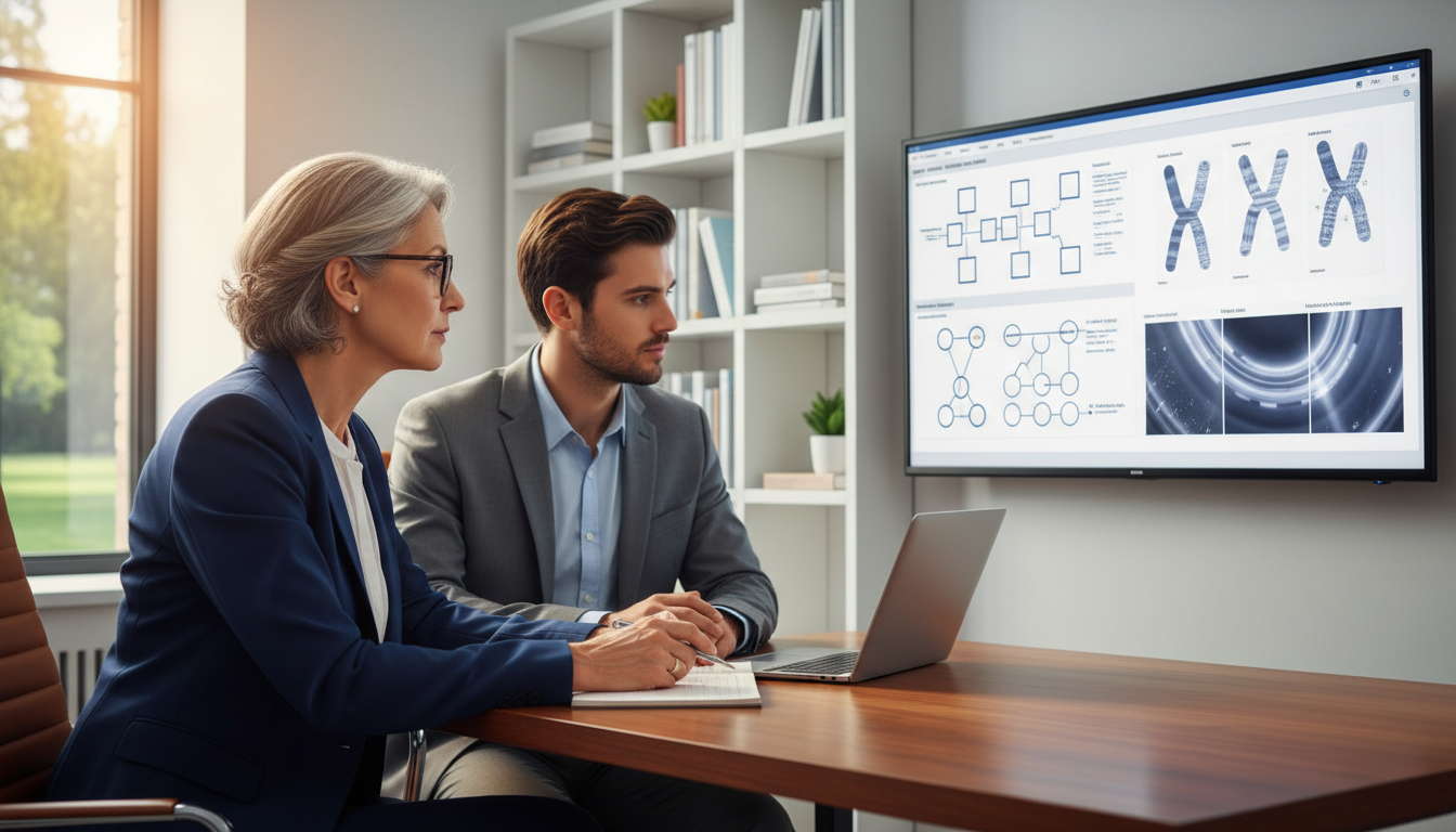 Faculty mentor discussing medical genetics case with international medical graduate - IMG residency guide for Letters of Reco