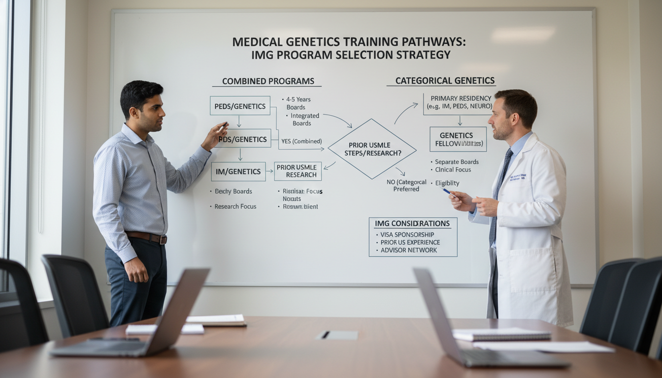 Flowchart of pathways to medical genetics residency for international medical graduates - IMG residency guide for Program Sel