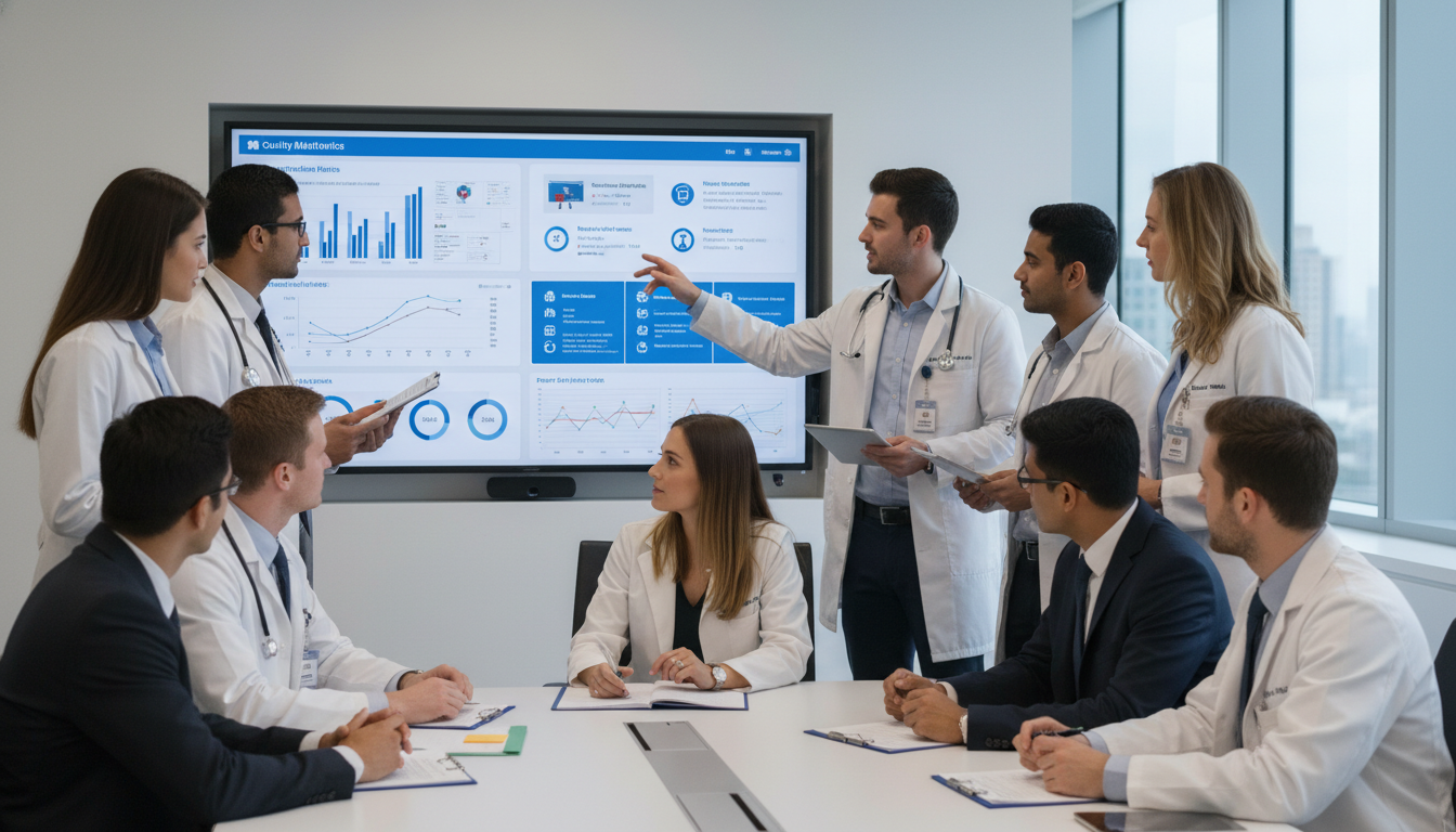 Clinical informatics research team reviewing EHR-based quality improvement data - IMG residency guide for Research Profile Bu
