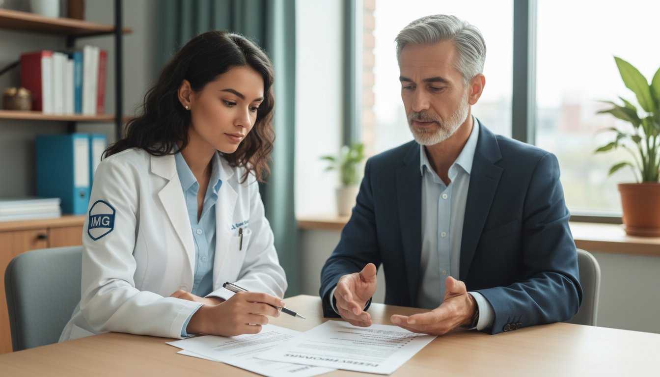 International medical graduate discussing residency program culture and red flags with a mentor International medical graduate discussing residency program culture and red flags with a mentor - IMG residency guide for Res