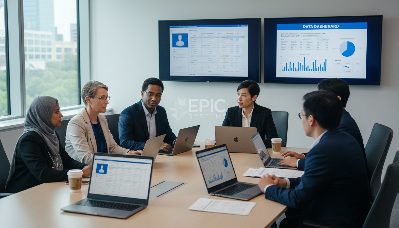 Clinical informatics team meeting discussing EHR optimization Clinical informatics team meeting discussing EHR optimization - IMG residency guide for Work-Life Balance Assessment for Inte