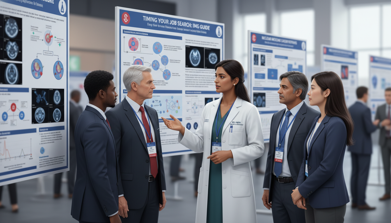 Nuclear medicine fellow at conference networking and exploring job market Nuclear medicine fellow at conference networking and exploring job market - IMG residency guide for Job Search Timing for Int