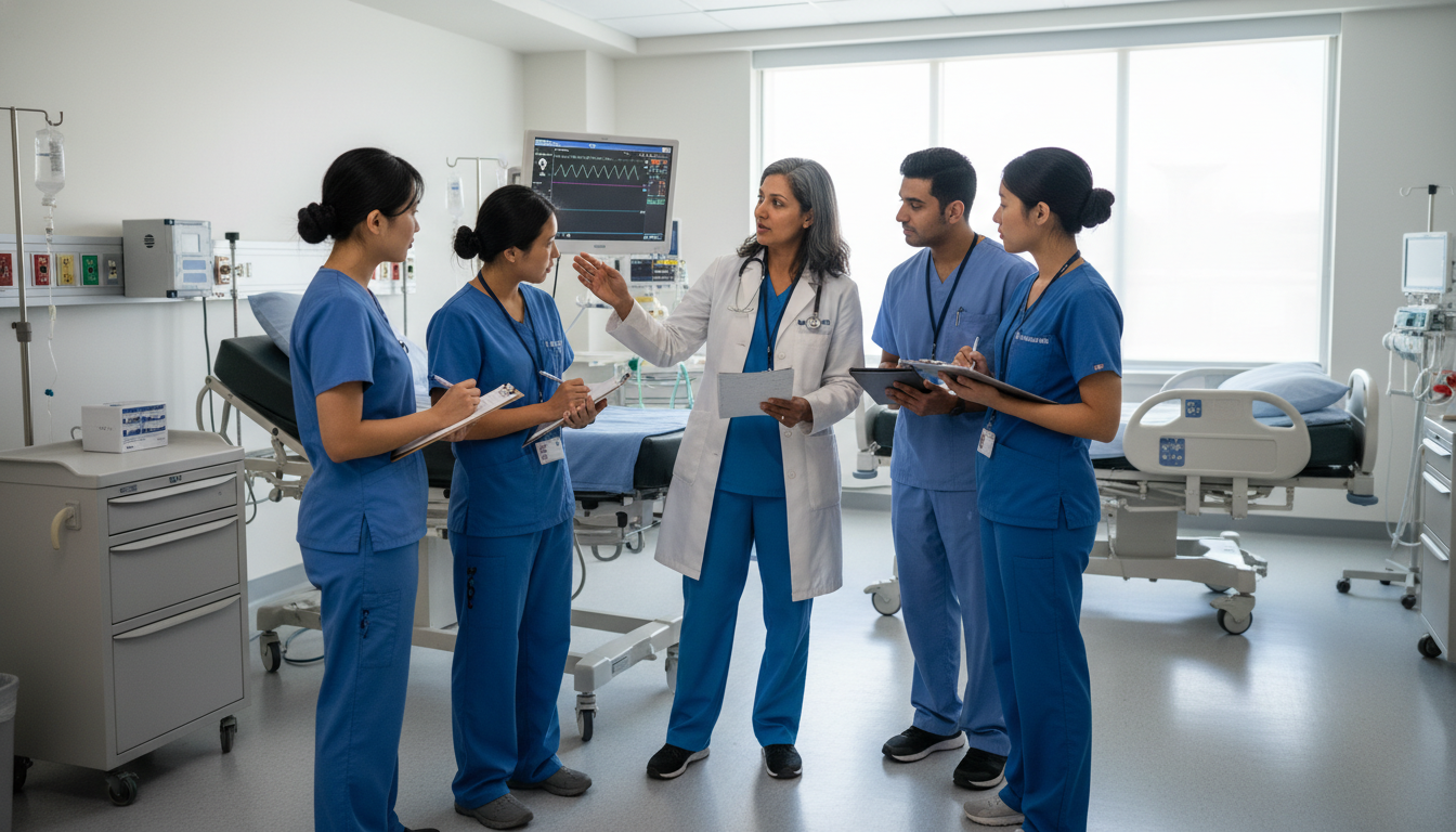 Obstetrics and gynecology team on labor and delivery during a teaching round Obstetrics and gynecology team on labor and delivery during a teaching round - IMG residency guide for Away Rotation Strategy