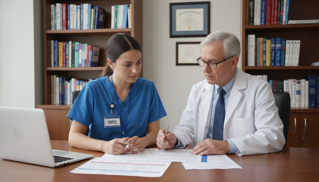 OB GYN resident meeting with faculty mentor to plan fellowship preparation - IMG residency guide for Fellowship Preparation f