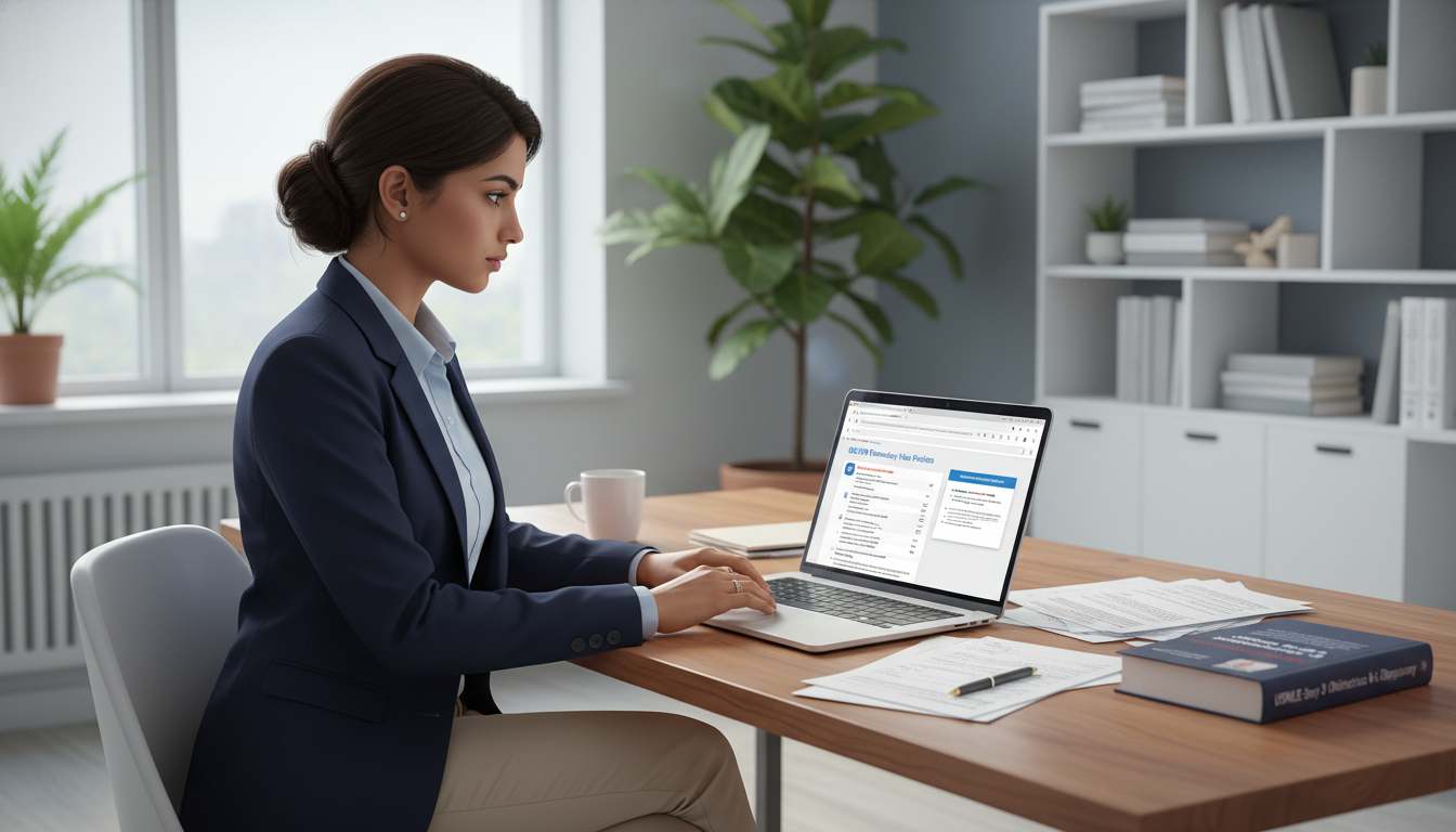 International medical graduate reviewing OB GYN residency visa policies online International medical graduate reviewing OB GYN residency visa policies online - IMG residency guide for H-1B Sponsorship Pro