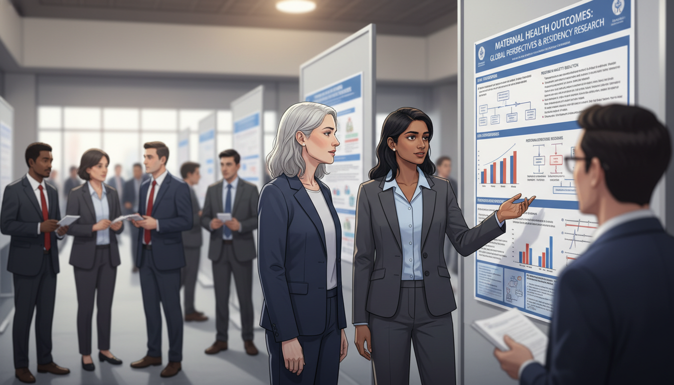 OB GYN resident presenting research poster at medical conference OB GYN resident presenting research poster at medical conference - IMG residency guide for Research During Residency for Inte