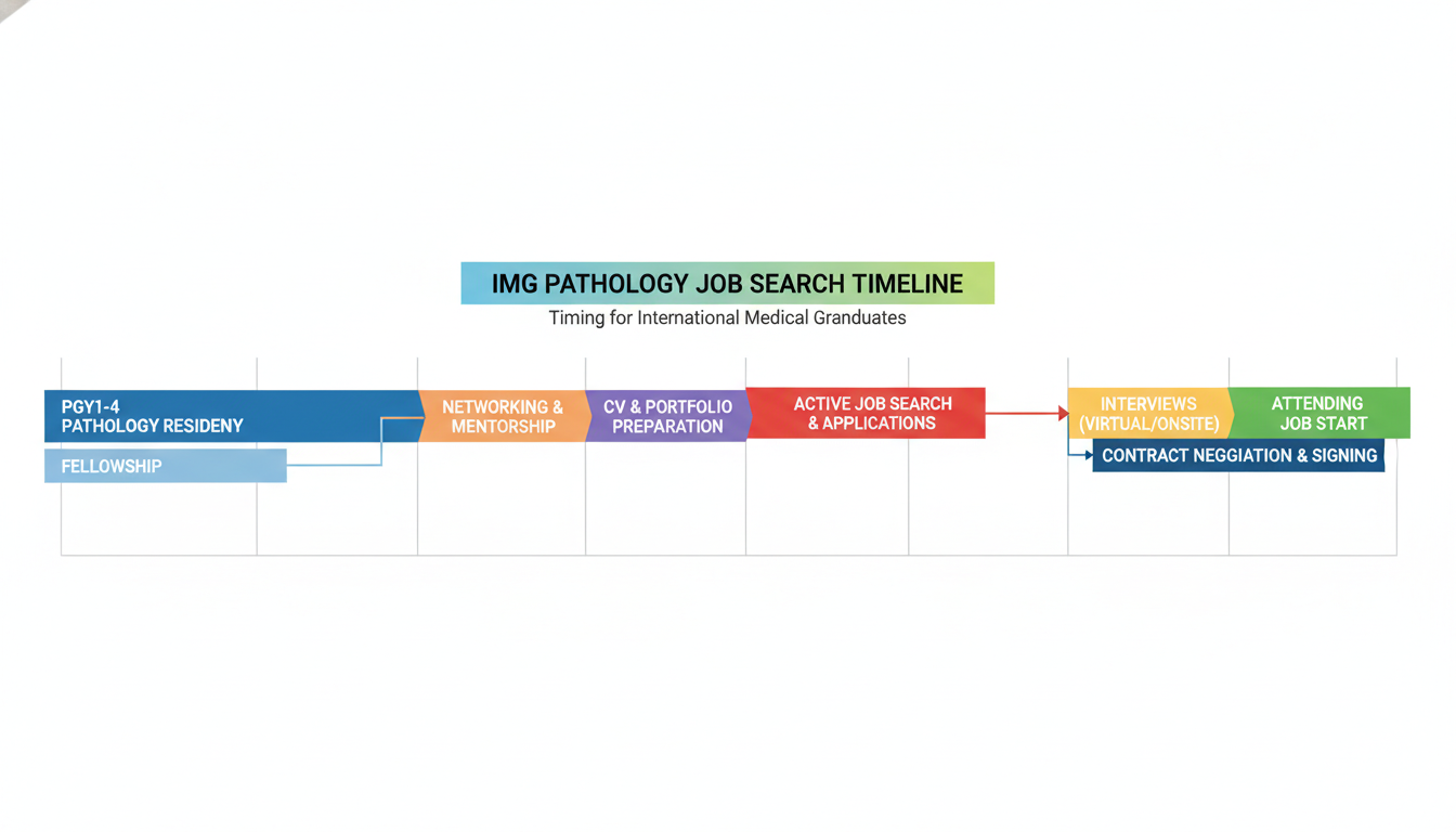 Timeline roadmap for international pathology residents and fellows job search Timeline roadmap for international pathology residents and fellows job search - IMG residency guide for Job Search Timing for