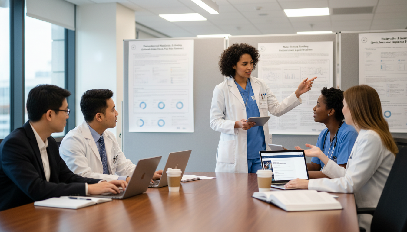 Pediatric residents collaborating on research and fellowship preparation Pediatric residents collaborating on research and fellowship preparation - IMG residency guide for Fellowship Preparation for