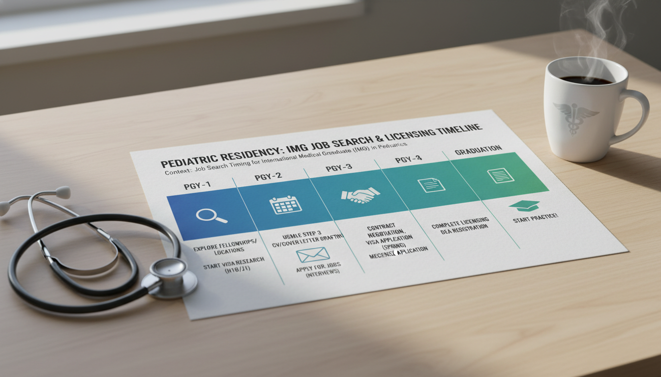 Year by year job search planning timeline for IMG pediatrics residents - IMG residency guide for Job Search Timing for Intern