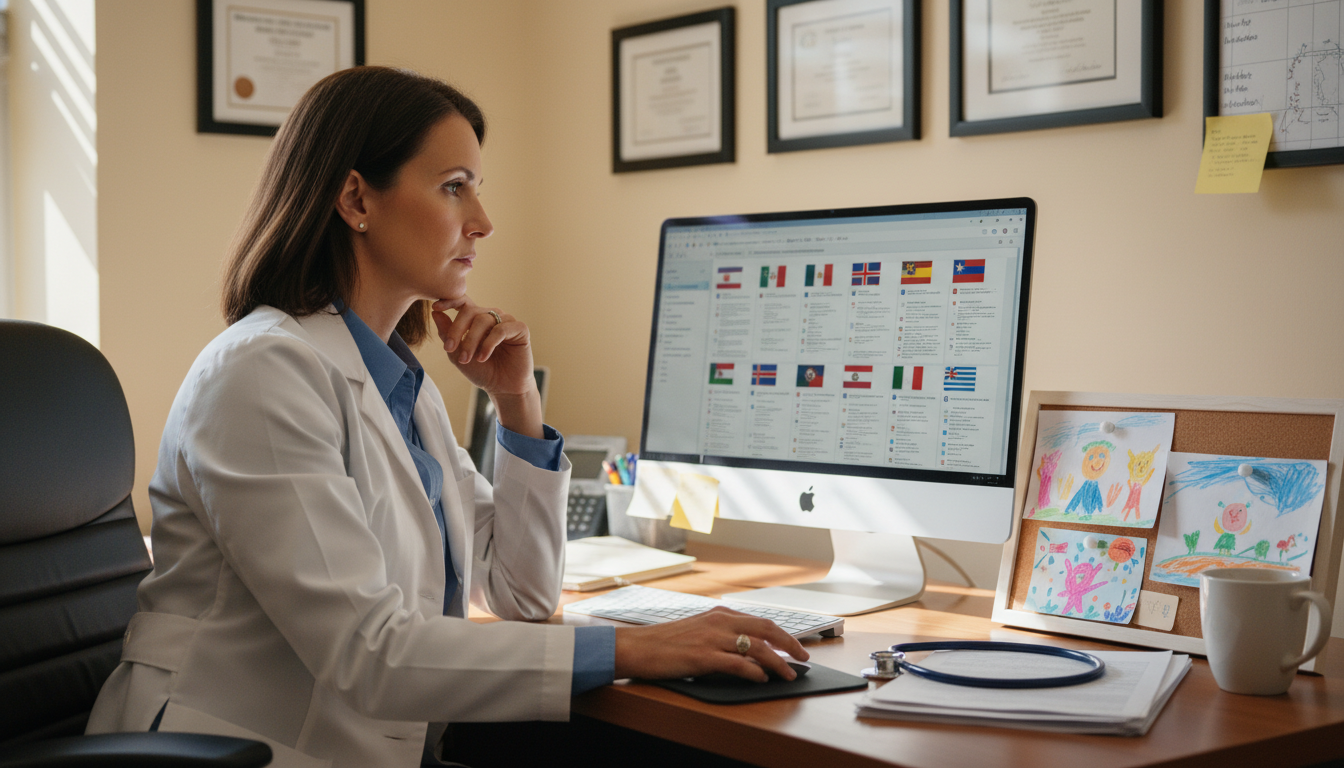 Pediatric residency program director reviewing emails from international medical graduates Pediatric residency program director reviewing emails from international medical graduates - IMG residency guide for Pre-Matc