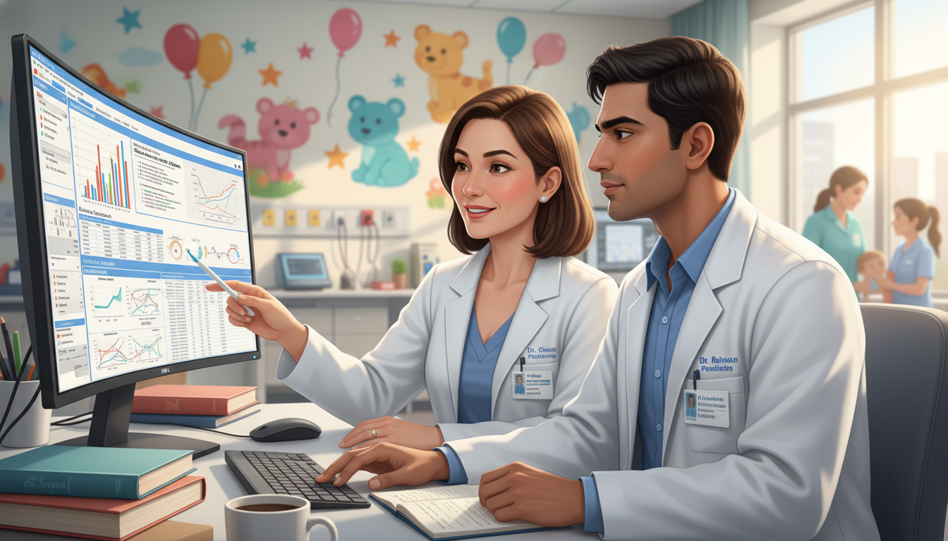 Pediatric resident and mentor reviewing research data - IMG residency guide for Research During Residency for International M