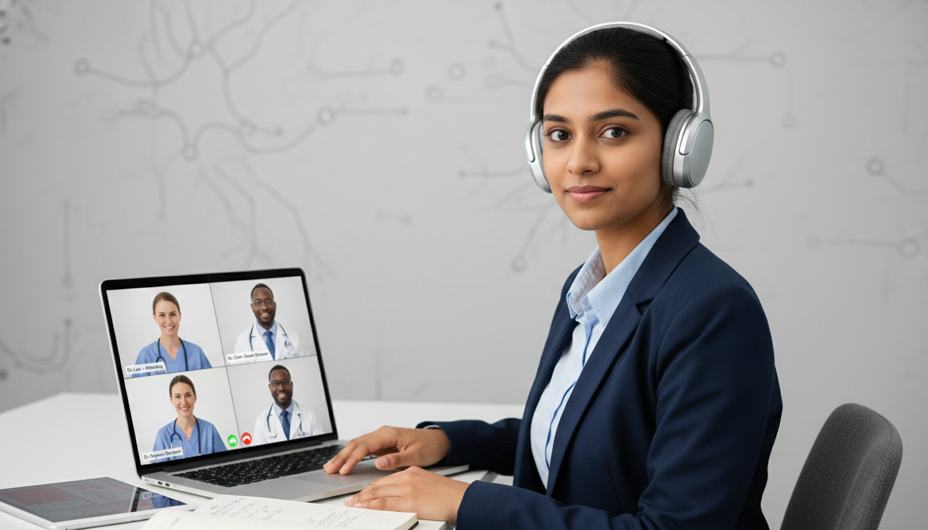 IMG participating in a virtual pediatrics SOAP interview - IMG residency guide for SOAP Preparation for International Medical