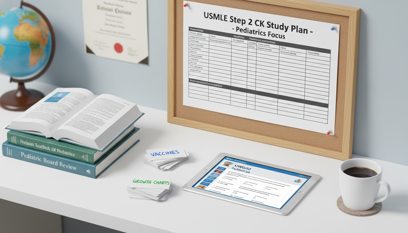Organized USMLE Step 2 CK study plan with pediatric focus - IMG residency guide for USMLE Step 2 CK Preparation for Internati
