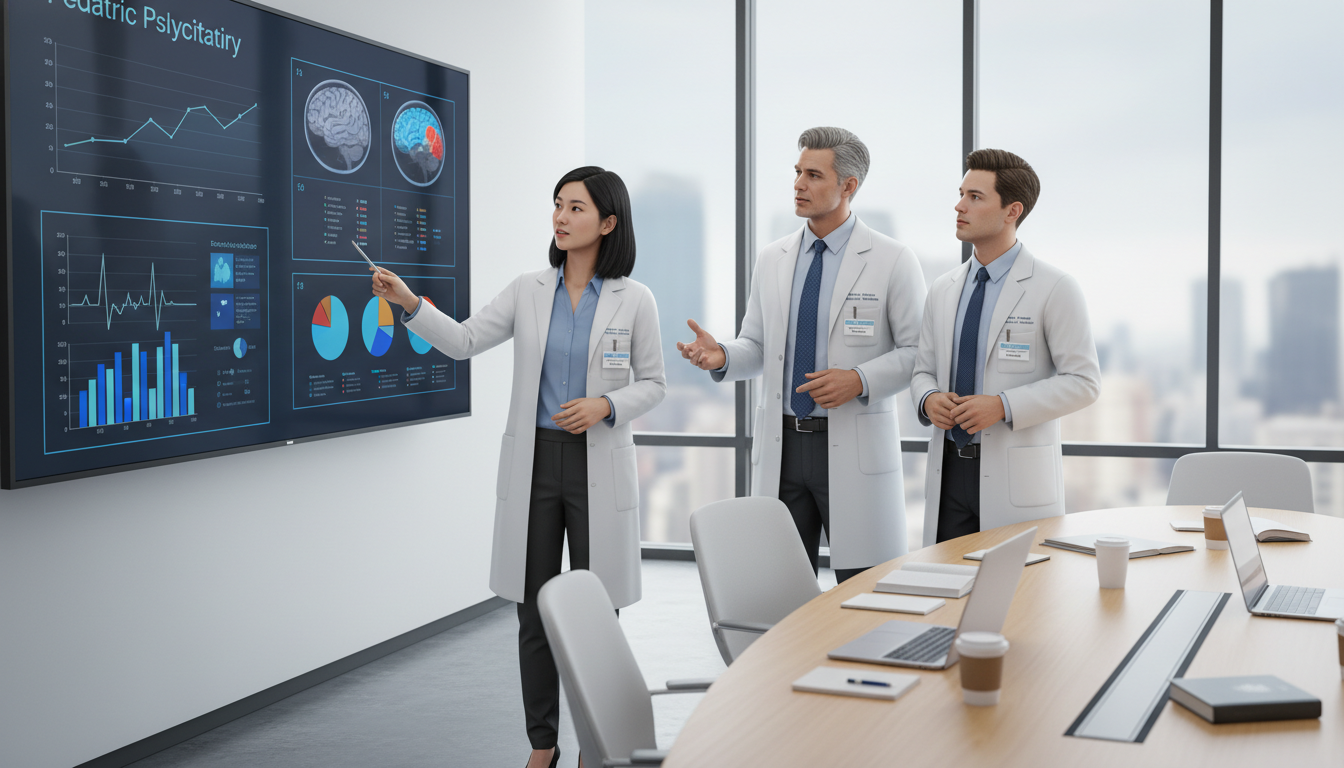 International medical graduate participating in pediatric psychiatry research discussion International medical graduate participating in pediatric psychiatry research discussion - IMG residency guide for CV Buildin